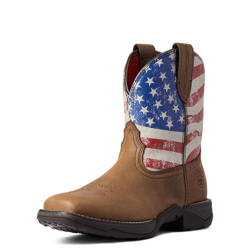 Botas Vaqueras Ariat Anthem Shortie Patriot Marrones/Rojas/Azules Mujer - Chile 651-JRFXDL